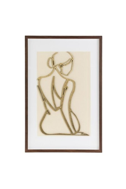SHOPIENS Tablou 3D Figura Feminina 40x60cm cu Rama din Lemn si Detalii Aurii