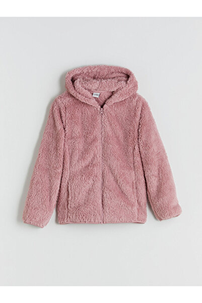 LC Waikiki Δημιουργήστε το στυλ σας από το UZG Store |   με κουκούλα Φούτερ με φερμουάρ για κορίτσια από βελούδινο υλικό