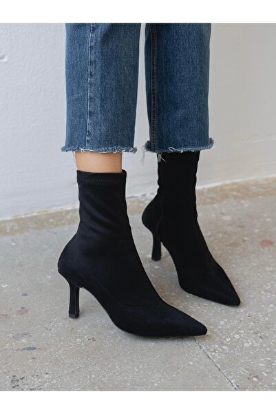 ECENİN BUTİĞİ Dina Streç Siyah Süet Bot