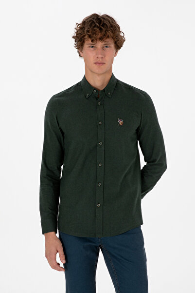 U.S. Polo Assn. Erkek Koyu Yeşil Uzun Kollu Basic Gömlek 50307686-VR079