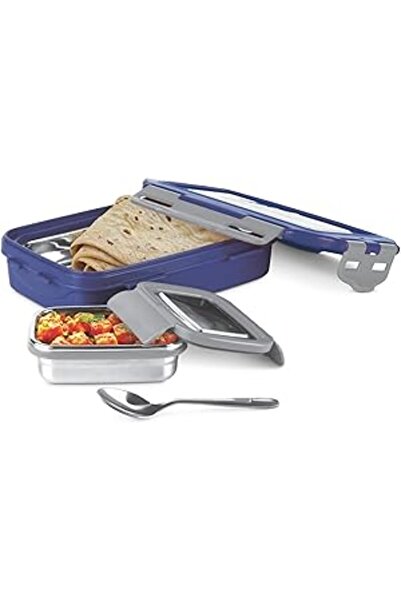 Generic Milton Steely Super Deluxe Insulated Inner Stainless Steel Big Tiffin Box, 500 ml, with Inner Stainl