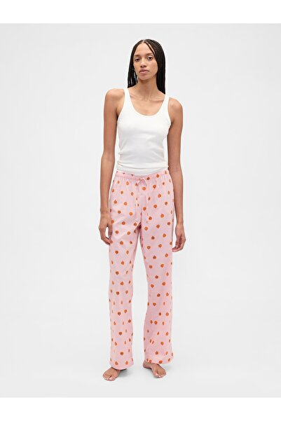 GAP Kadın Açık Pembe Desenli Poplin Pijama Altı