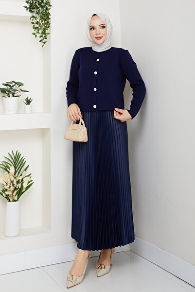 modapark.ist Жіночий комплект з трикотажною кофтою на ґудзиках та плісированою спідницею