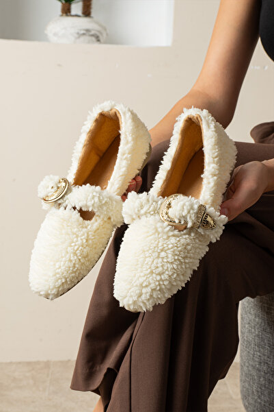 topukludünyası Flmz Buckle Plush Women's Ballet Flats