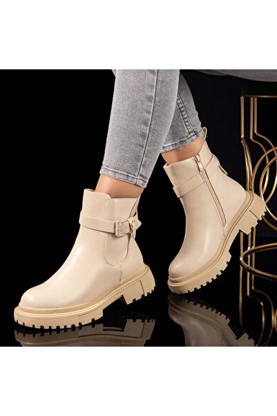 Modlet.ro Ghete bej pentru femei cu inserții elastice MOD10711