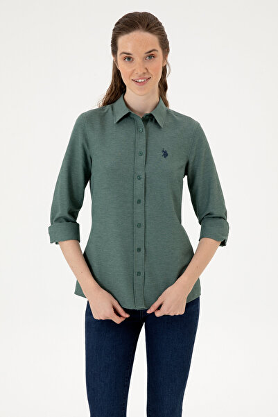 U.S. Polo Assn. Kadın Koyu Yeşil Uzun Kollu Basic Gömlek 50316711-VR079
