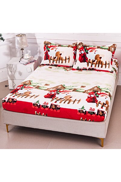 CHIRASO Cocolino Bed Cover Set with Elastic CHIRASO, 180x200+30cm and 2 Pillowcases, Santa Claus