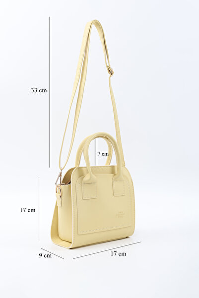 SHAKA Yellow Shk219 Faux Leather, Zippered, Two Compartments, Adjustable Strap, Hand, Arm and Shoulder Bag