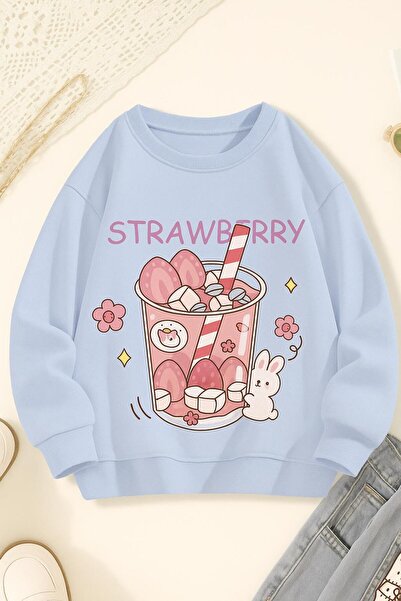 BENROMA 3-NAZNAČNI PE Pamučni džersej TRAWBERRY ŠTAMPANI UNISEKS DEČJI SWEAT