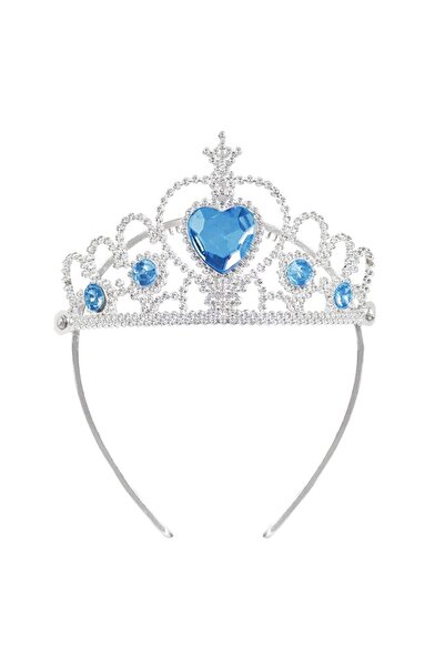 OEM Silver Tiara Hair Crown with Blue Heart Stones for Children