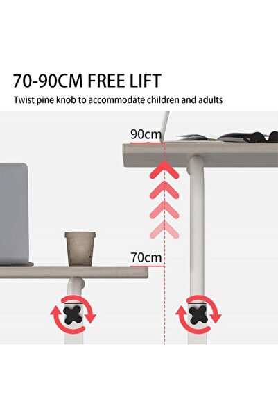 ECARLA Mobile table, adjustable, on wheels, for laptop, metal frame, 80x40 cm, eCarla, STL03WZ2