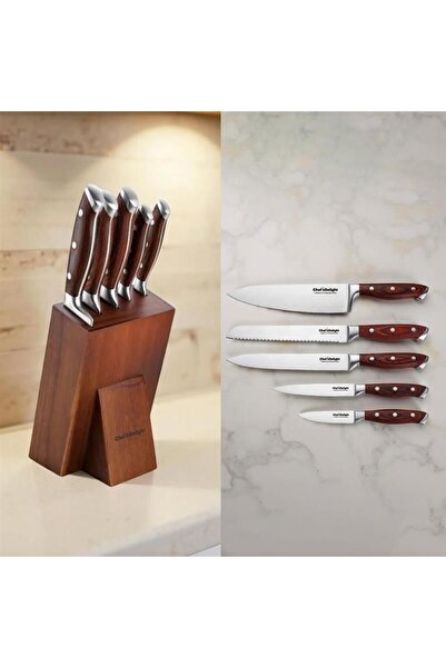 Danube Home Chef's Delight 6-Piece Knife Set with Block – Sharp Stainless Steel Knives for Home & Chefs