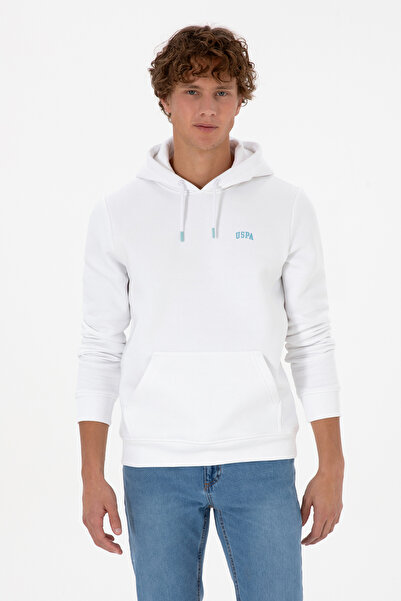 U.S. Polo Assn. Men's Regular Fit Hooded Hooded White Basic Sweatshirt 50315582-Vr013