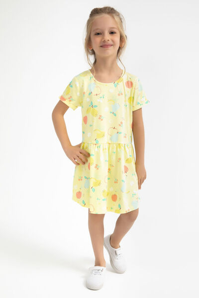 Rolypoly Fruits Açık Sarı Kız Çocuk Elbise