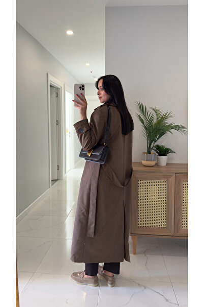 BİRCANÇİL Tolia Kahve Astarlı Süet Trençkot