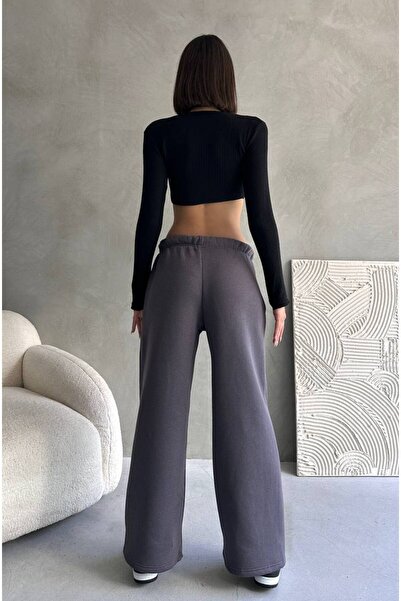 aziso Γυναικείο παντελόνι με 3 κλωστές, φαρδύ κοψίματος