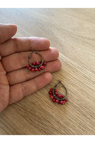 dela otantik El Yapımı boncuklu Otantik Halka küpe - Çok renkli Bohem Vintage Model Bijuteri Takı