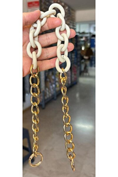 angel çanta aksesuar 54 εκ. Κρεμ ματ ακρυλική λαβή τσάντας με αλυσίδα από ανο...