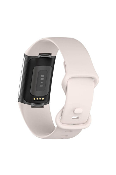 Edman Brățară din silicon pentru Fitbit Charge 5, mărimea L, alb lunar