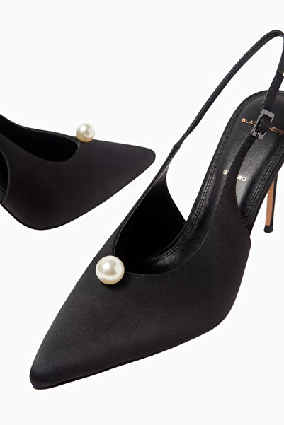 Black Suede Studio Reina 100 Saten İnci Detaylı, Sivri Burun El Yapımı Zarif Topuklu Ayakkabı