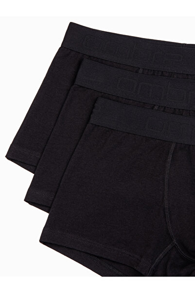 OMBRE Men's cotton boxer shorts with logo - 3-pack black V1 OM-UNBO-0105