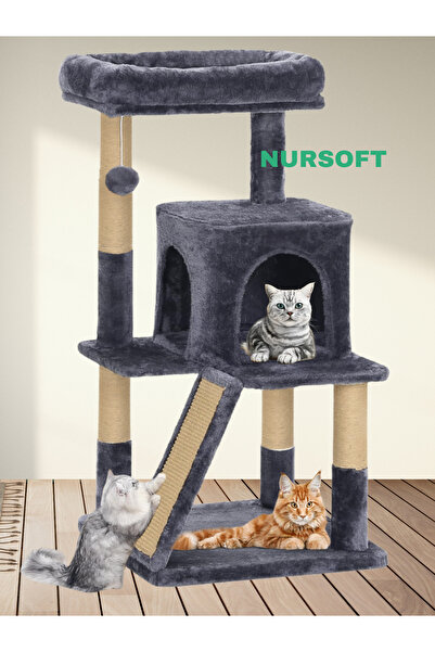 Nursoft Teraslı Dekoratif Kedi Tırmalama Evi