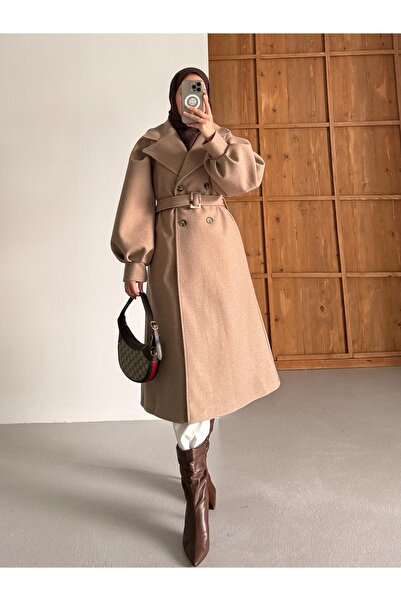 Rimel Moda معطف Zr بأكمام بالون لون جملي