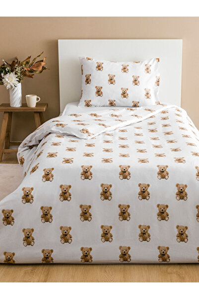LC Waikiki Leave Your Style with Us | Bear Teddy Printed Single Duvet Cover Set