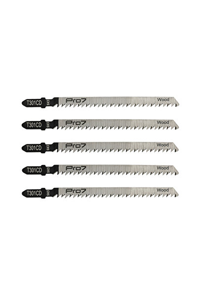 Lawazim Pro7 Jigsaw Blades T301CD - 5 Piece 116mm T-Shank Carbon Steel Blades for Wood & PVC