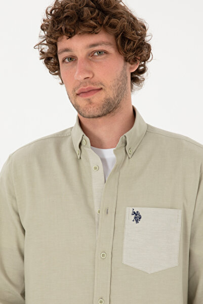 U.S. Polo Assn. Erkek Açık Haki Uzun Kollu Cepli Gömlek 50316653-VR183