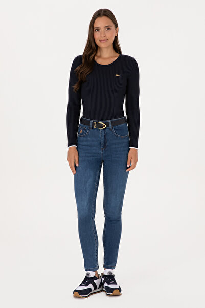 U.S. Polo Assn. Kadın Koyu Mavi Skinny High Waist Fit Jean Pantolon 50317616-...