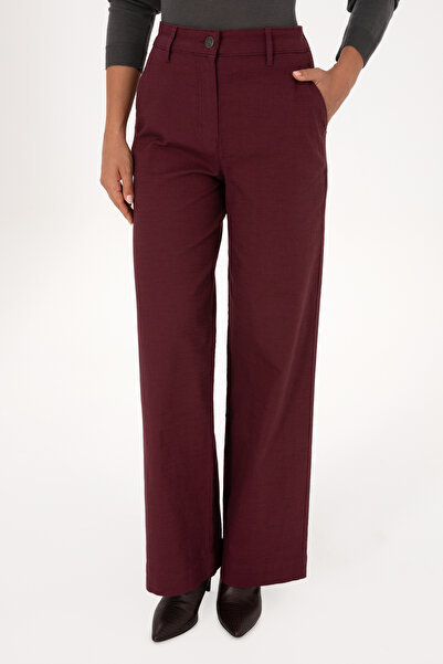 U.S. Polo Assn. Kadın Bordo Loose Fit Kanvas Pantolon 50316913-VR177