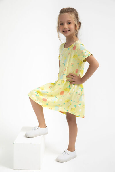 Rolypoly Fruits Açık Sarı Kız Çocuk Elbise