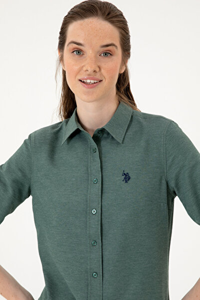 U.S. Polo Assn. Kadın Koyu Yeşil Uzun Kollu Basic Gömlek 50316711-VR079