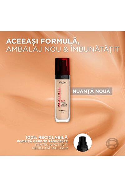 L'Oreal Paris Fond de ten Infaillible 32H Fresh Wear, 132 Warm Undertone, 30 ml