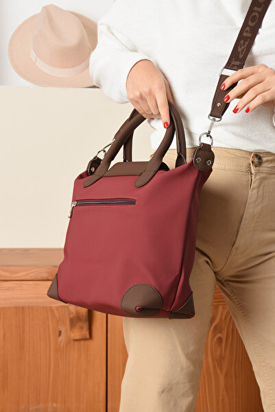 Just Polo Women's Large Size Sports Model Suitcase Size Long Strap Hand & Shoulder Bag Claret Red 1106