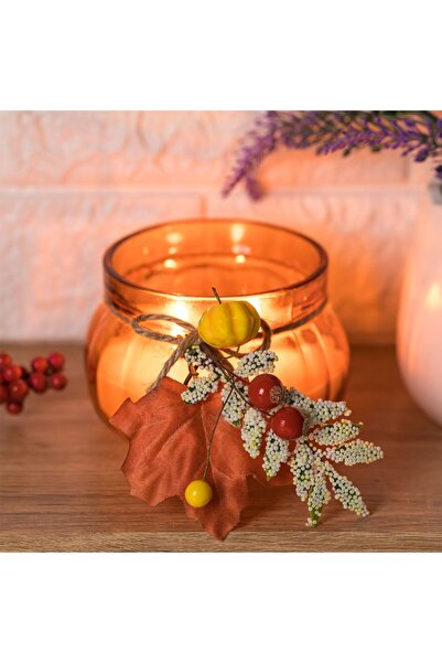 OEM Autumn Scented Candle with Vanilla Aroma in Pumpkin Container with Leaves...