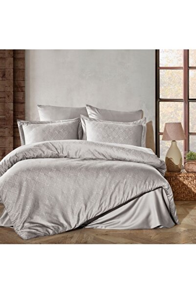 Şaheser Luxury satin jacquard bed linen, Saheser, Harley Light grey