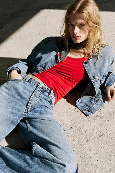 Pull & Bear Contrast super wide-leg jeans