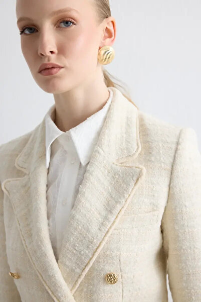 Gusto Tüvit Blazer Ceket - Ekru