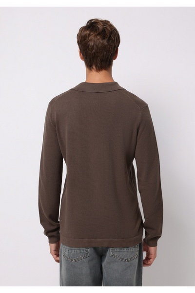 Colin's Regular Fit Polo Neck Jacquard Men's Brown Sweater