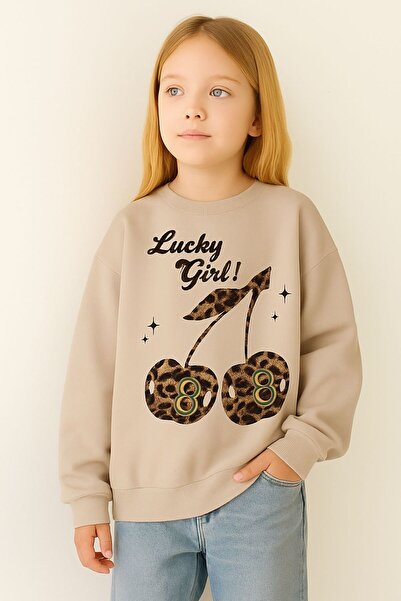 BENROMA 3-нишка джърси Lucky Girls Cherry Print унисекс детска суитшърт