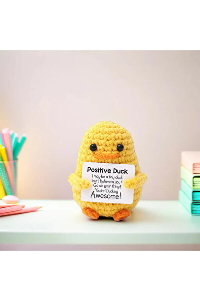 OEM Mascota crosetata, model rata Positive Duck, mesaj motivational, 7cm