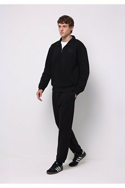 Colin's Loose Fit Orta Bel Düz Erkek Siyah Eşofman Altı