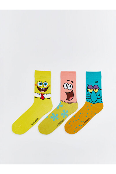 LC Waikiki Блестящи селекции от Shining Store | Комплект от 3 чифта мъжки чорапи с принт на СпонджБоб
