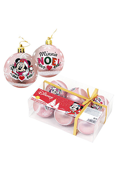 arditex Set 6 globuri 8cm Craciun Minnie Mouse roz