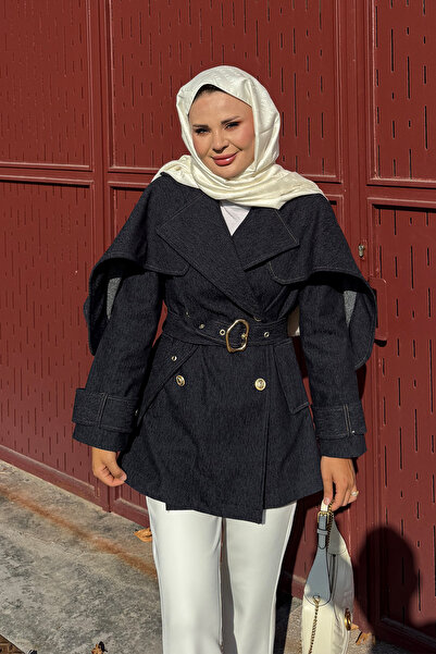 NAGE COLLECTION KADIN ŞIK YARASA KOLLU LUPİN KOT CEKET