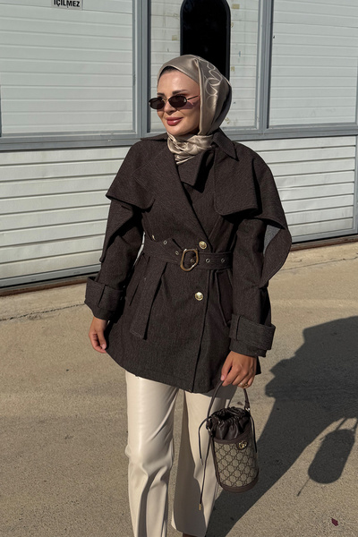 NAGE COLLECTION KADIN ŞIK YARASA KOLLU LUPİN KOT CEKET