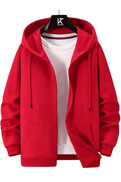 Karatopak Kapüşonlu Unisex Fermuarlı Sweatshirt / Hırka