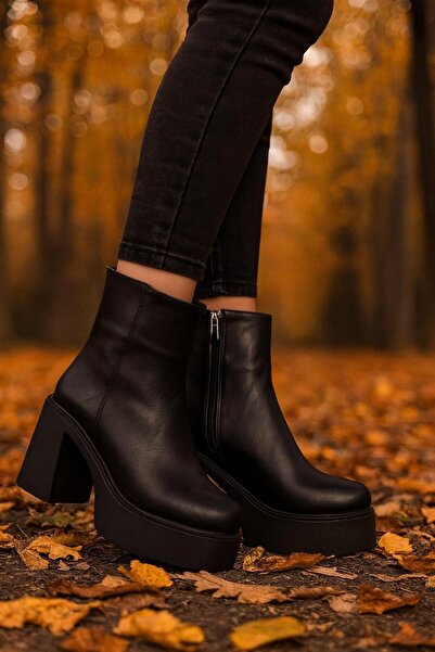 MODAONN Cizme cu toc cu platformă pentru femei